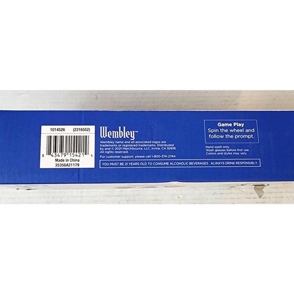 Wembley Drinking Game Spinner Wheel with Shot Glasses 4pc Set NIB - Picture 3 of 6